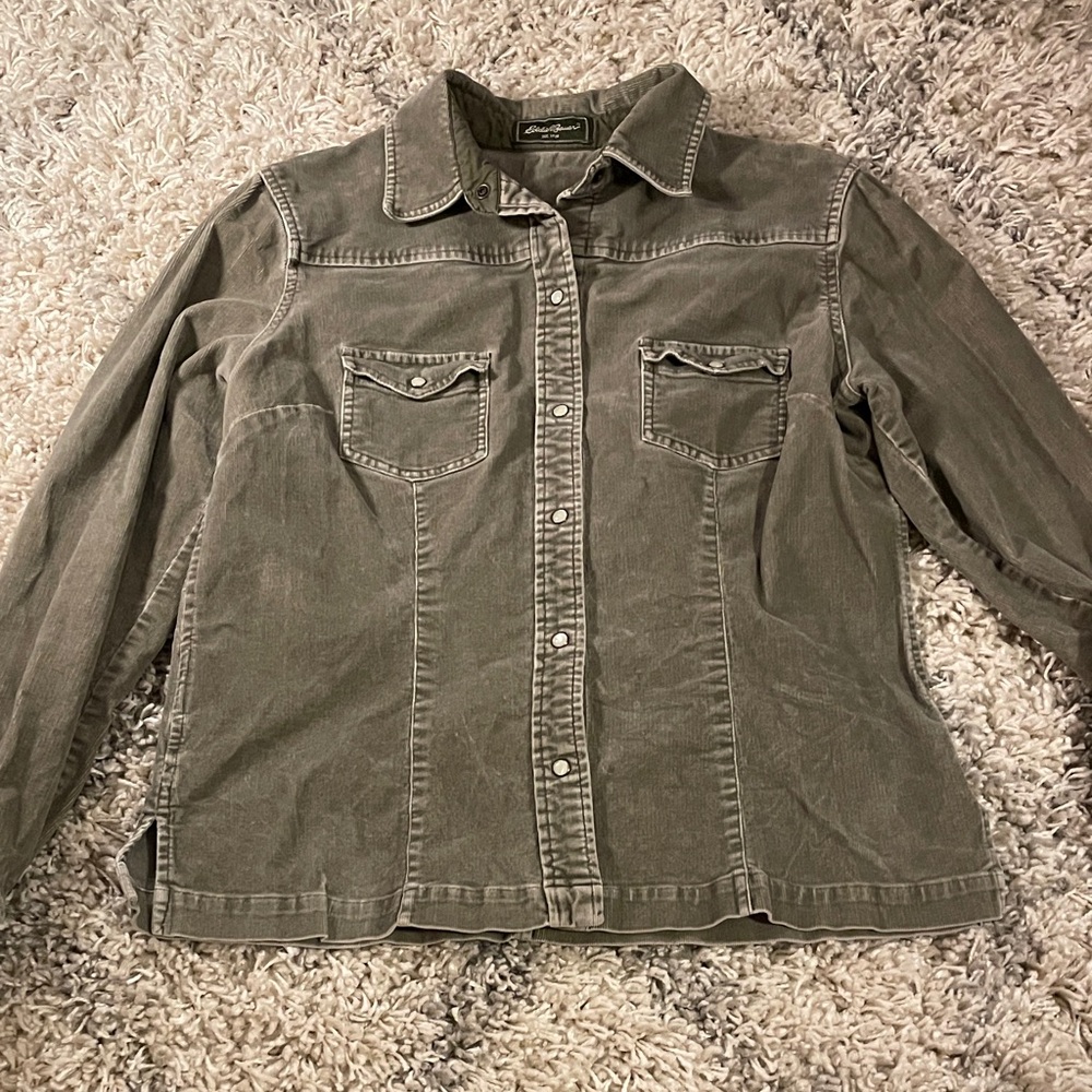 Eddie Bauer Olive Button Down Shirt‎ - Picture 3 of 13